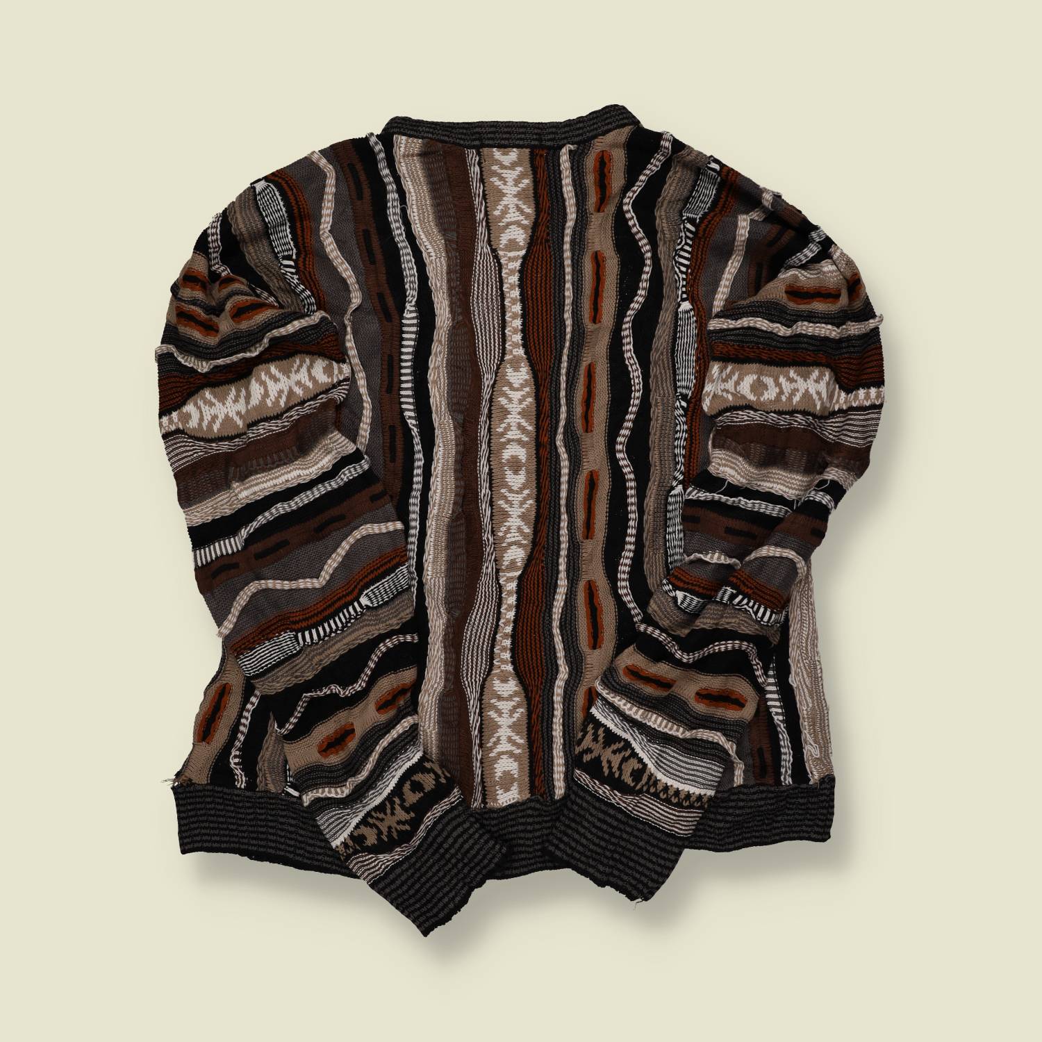 1990s Atlas Coogi-Style Knit Sweater – L