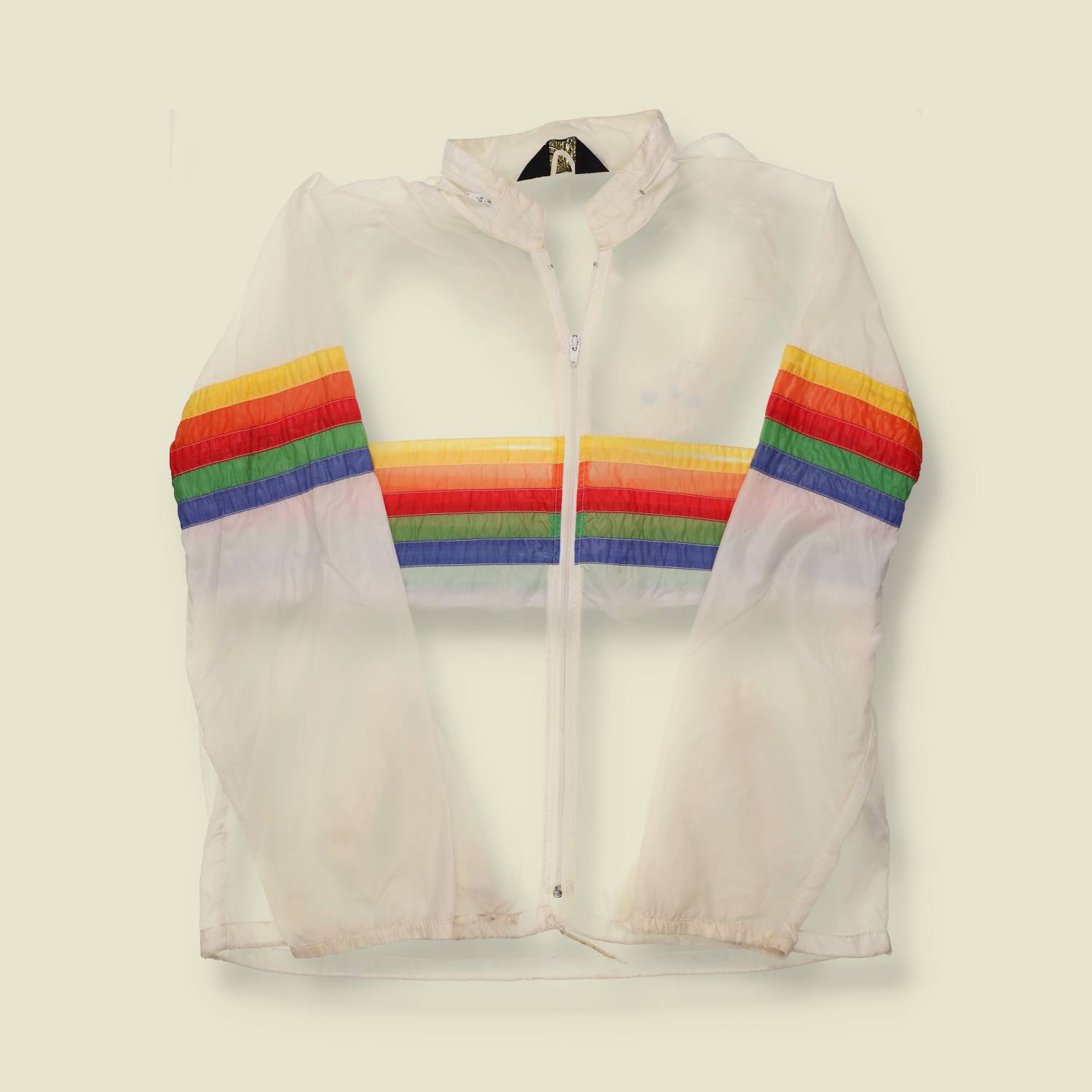 1970s Sherry Rainbow Stripe Windbreaker Jacket – M