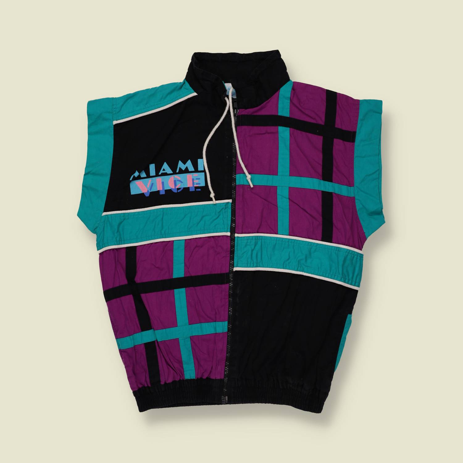 1980s Miami Vice Colour-Block Sleeveless Jacket – S