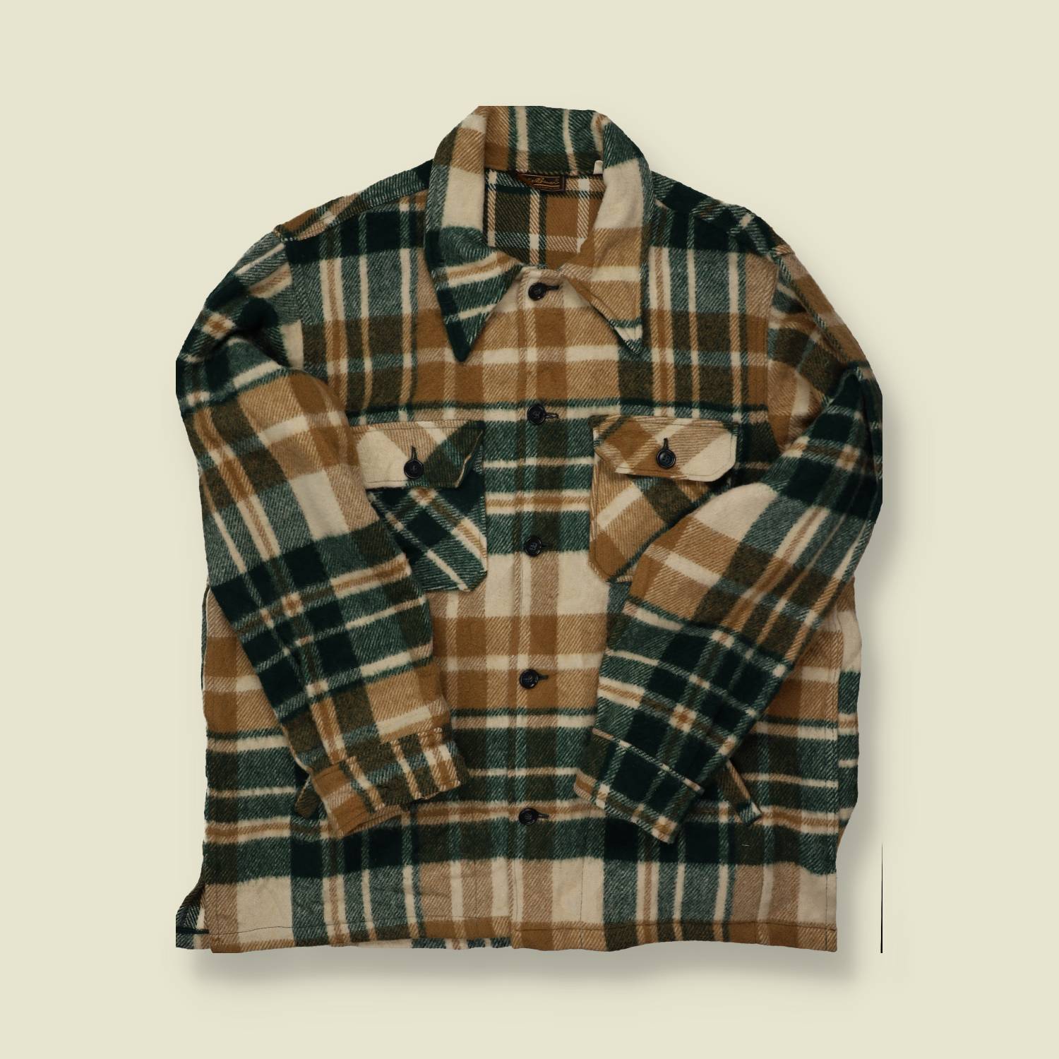 1970s Eddie Bauer Wool Hunting Jacket – Green & Tan Plaid - L/XL
