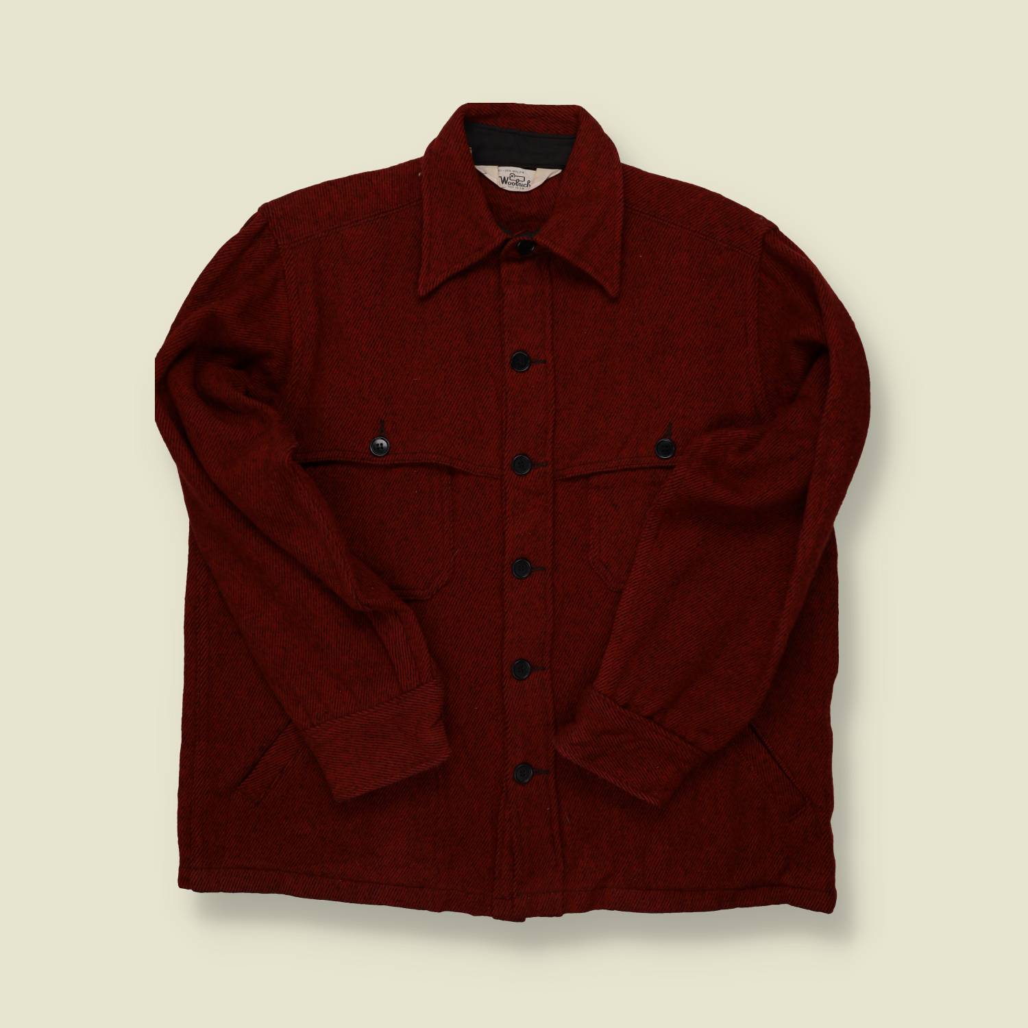 1970s Woolrich Mackinaw Wool Shirt Jacket – Deep Red - L