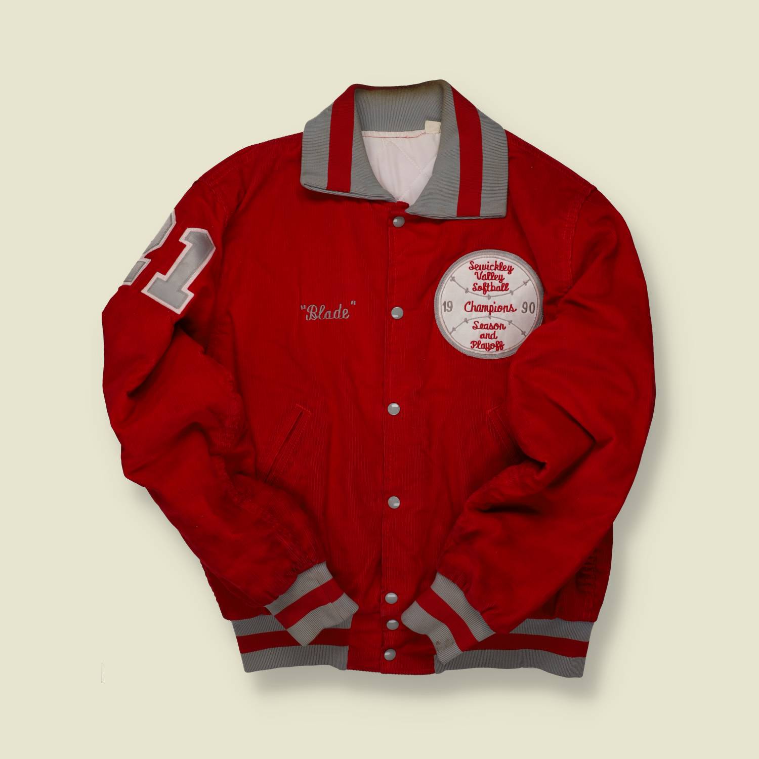 1990 Sewickley Valley Softball Champions Corduroy Jacket – Pizza Roma Sponsor - M/L