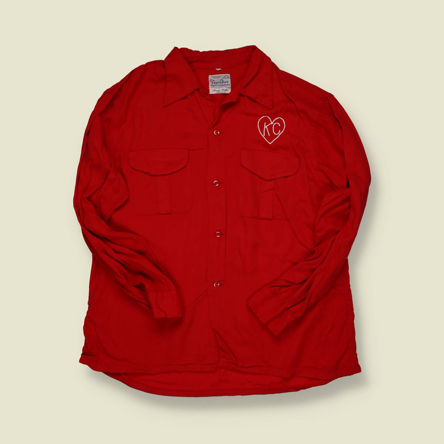 1950s Cavalier Rayon Shirt w/ 1990s Kansas City Chiefs Prints - M/L