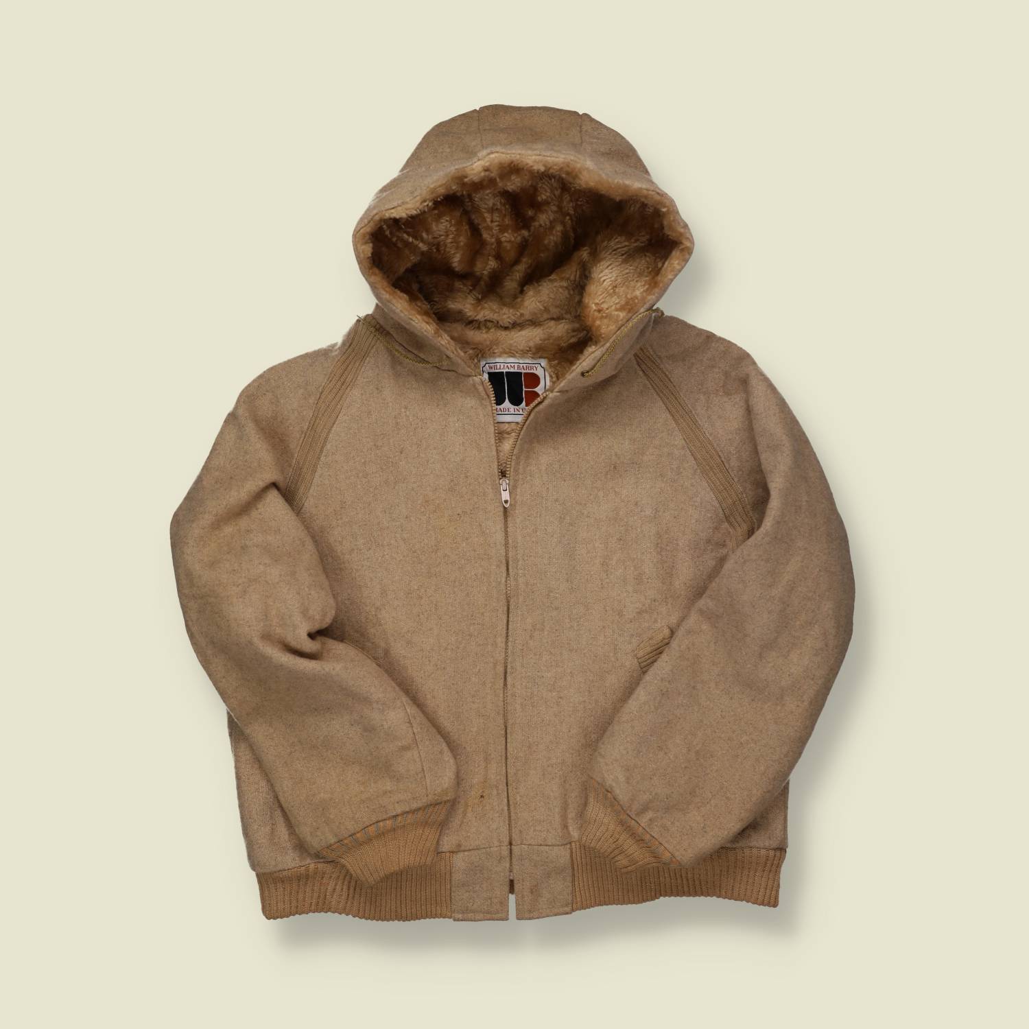 1970s William Barry Sherpa-Lined Wool Hooded Jacket – Talon Zip - M