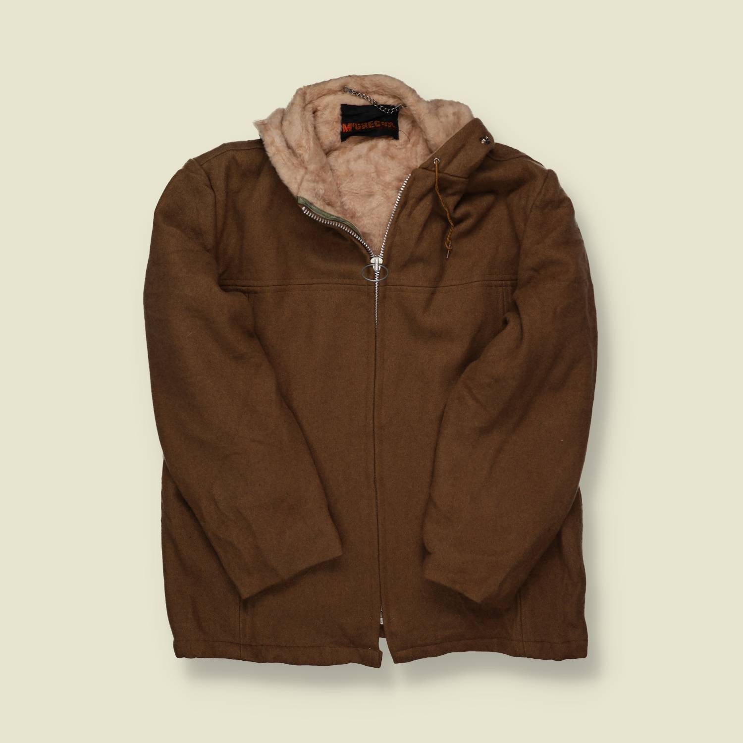 1960s McGregor Sherpa-Lined Wool Hooded Jacket – Ring Zip M/L
