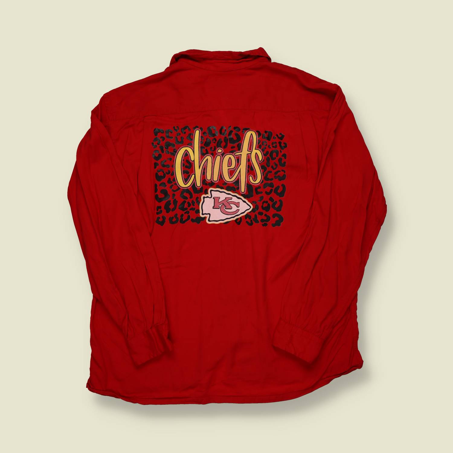 1950s Cavalier Rayon Shirt w/ 1990s Kansas City Chiefs Prints - M/L