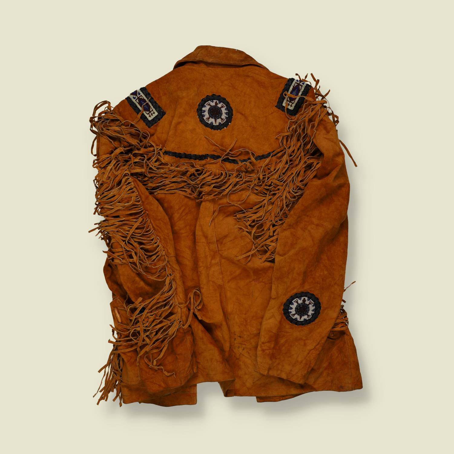 1970s OSX Suede Fringe Western Jacket with Beaded Detail - M