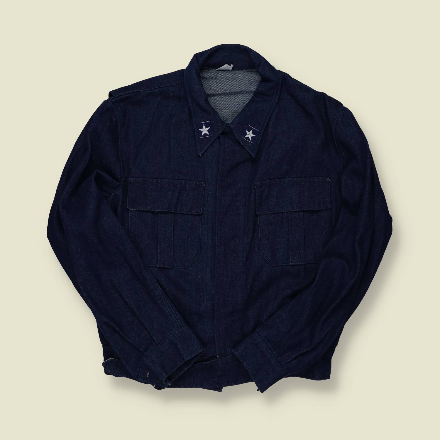1990s Italian Navy Denim Jacket – Star Collar Insignia - M