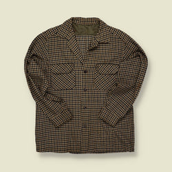 1960s Checked Blend Flannel Shirt – Tan, Black & Cream - S
