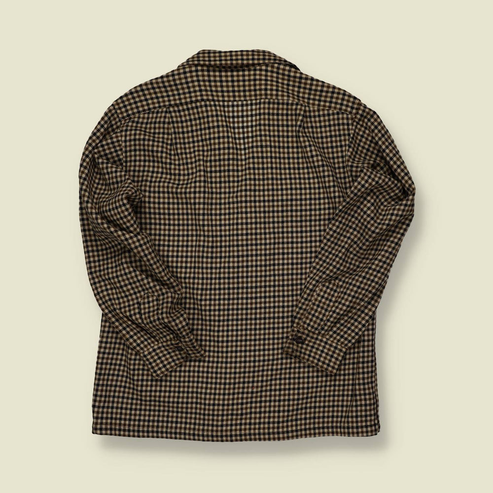 1960s Checked Blend Flannel Shirt – Tan, Black & Cream - S