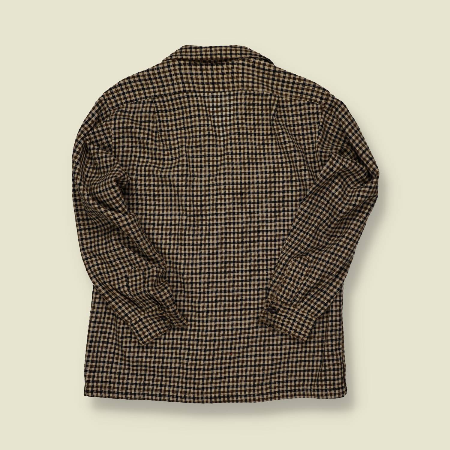 1960s Checked Blend Flannel Shirt – Tan, Black & Cream - S