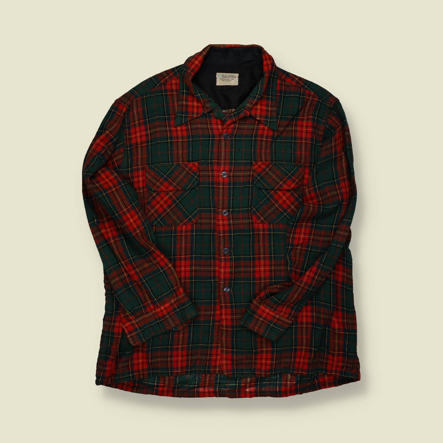 1970s J.C. Penney Wool Flannel Shirt – Red & Green Tartan - L/XL