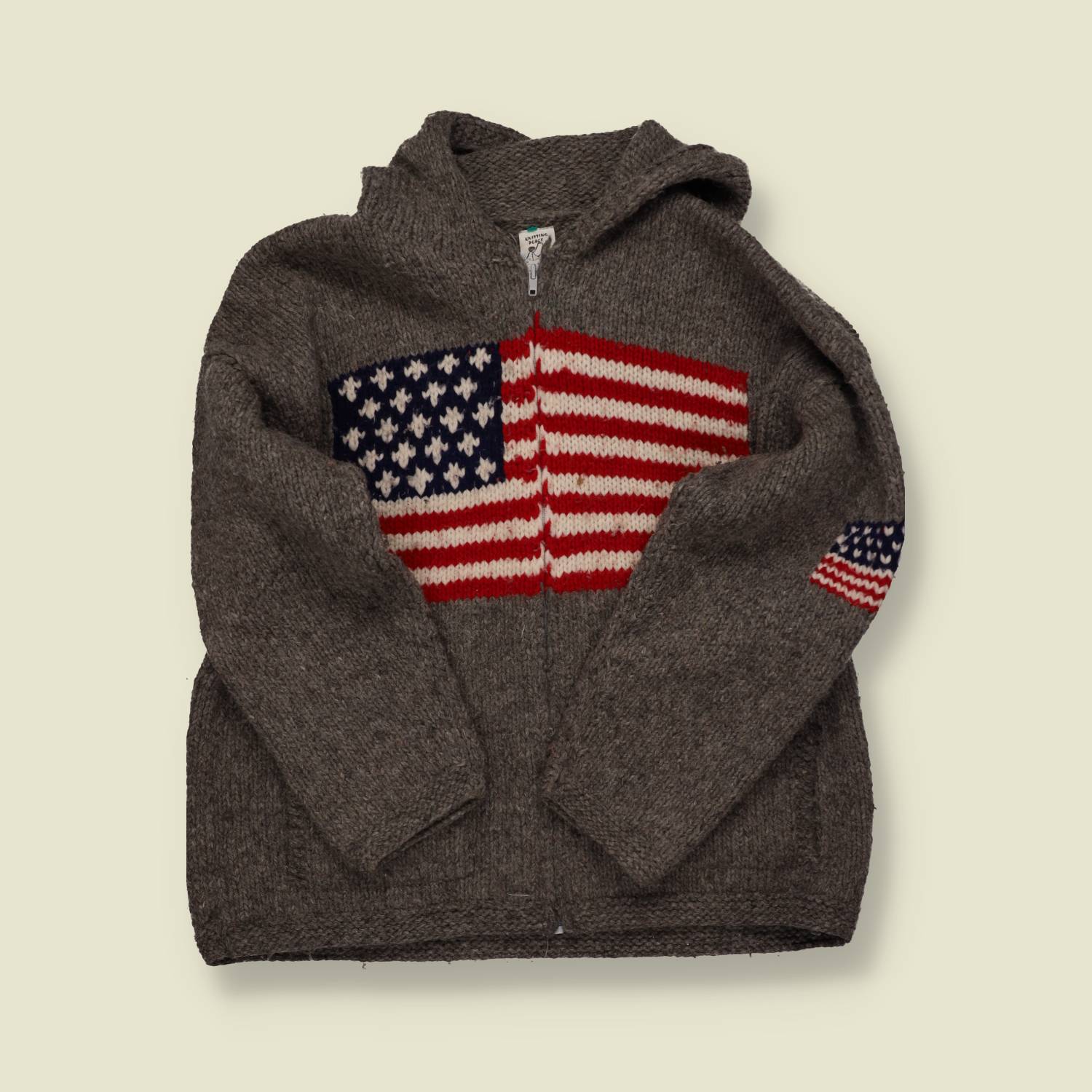 1990s Ecuador Wool Knit Hoodie – USA Flag Design - S/M