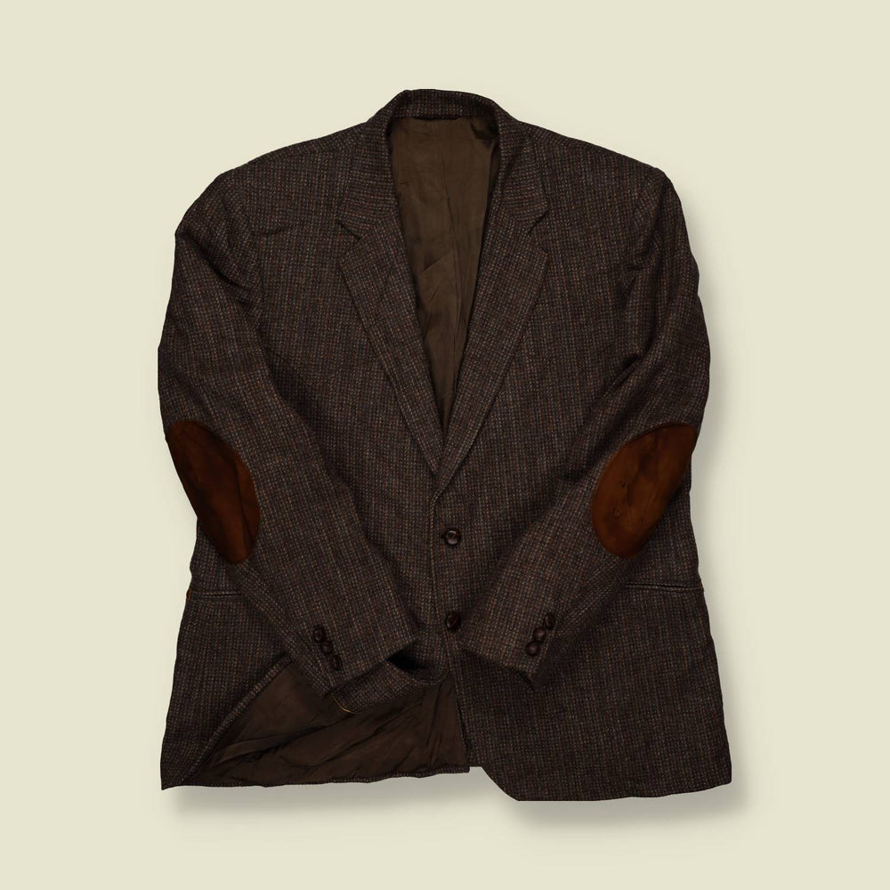 1980s Kenny Rogers Tweed Western Blazer w/ Suede Elbow Patches – L