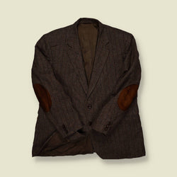 1980s Kenny Rogers Tweed Western Blazer w/ Suede Elbow Patches – L