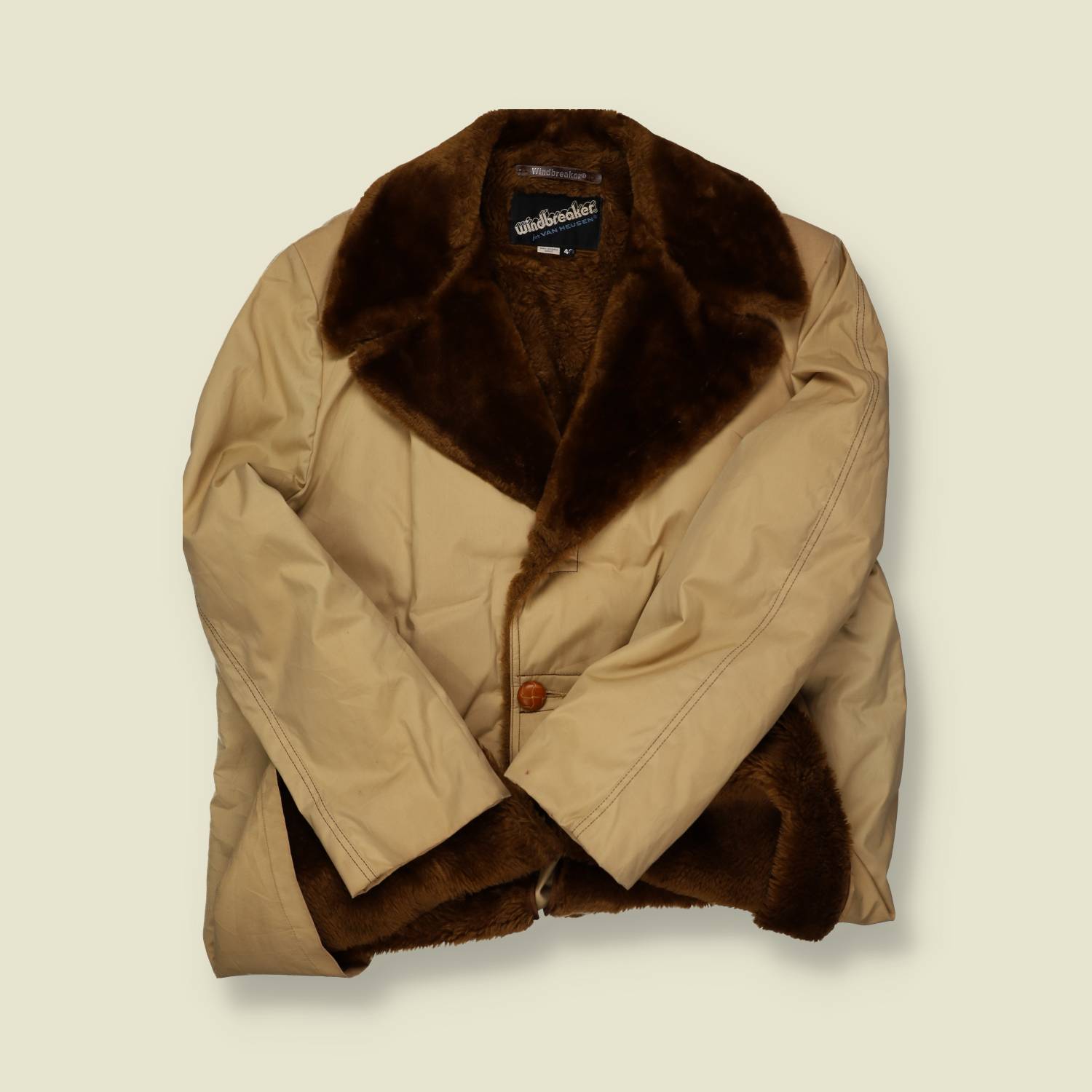 1970s Van Heusen Windbreaker Faux Fur Lined Jacket – L/XL