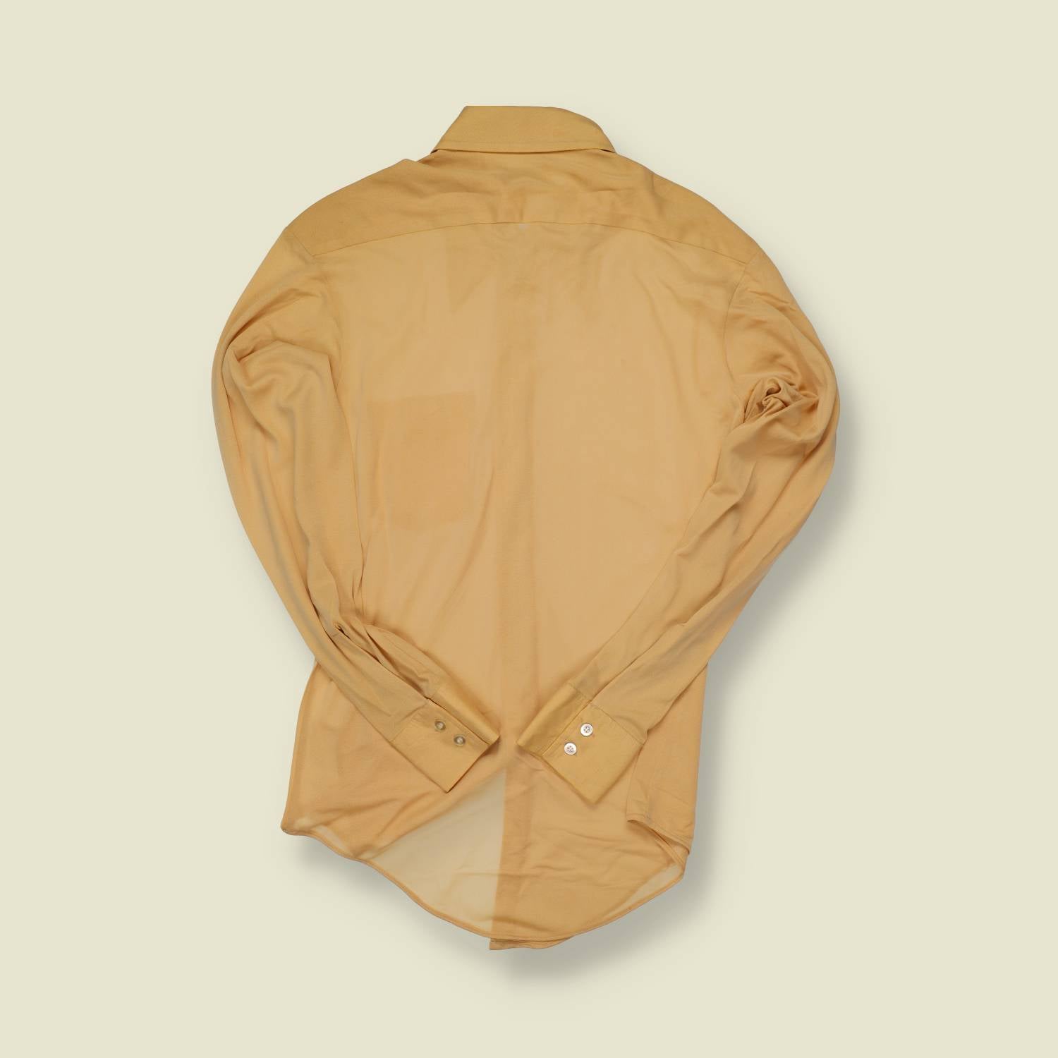 1970s New Breed Mustard Poly Shirt – S