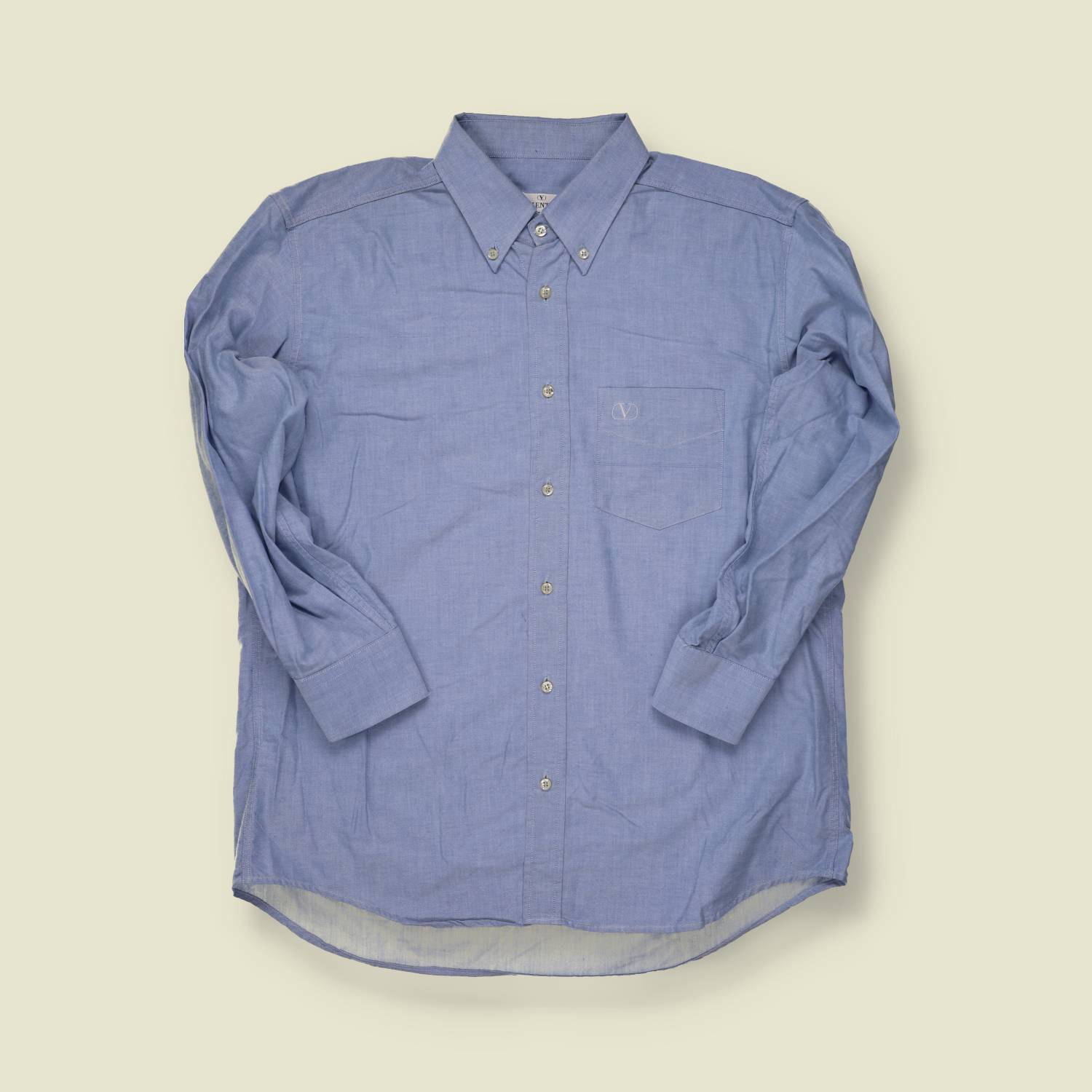 1980s Valentino Blue Oxford Shirt –M/L