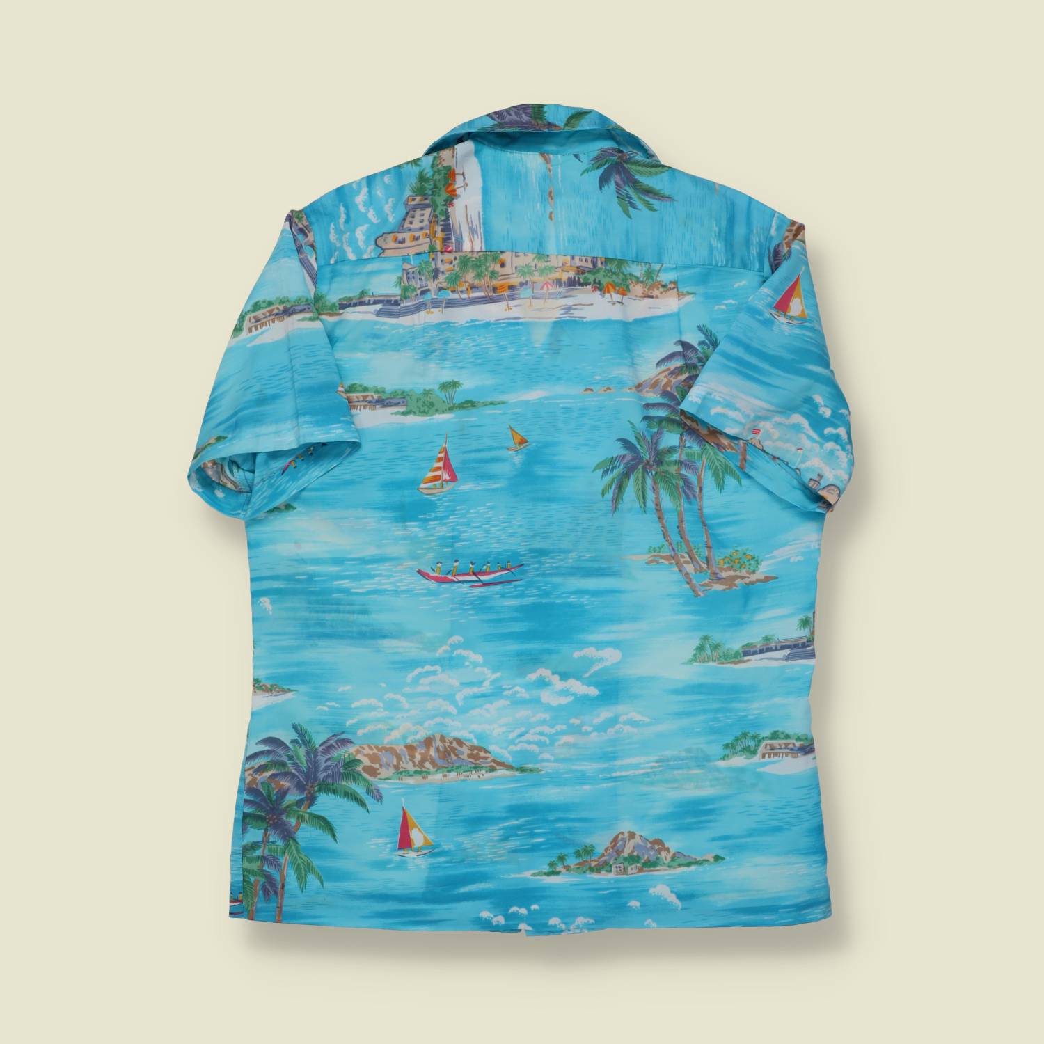 1970s Kai Nani Hawaii Scenic Print Aloha Shirt – S/M