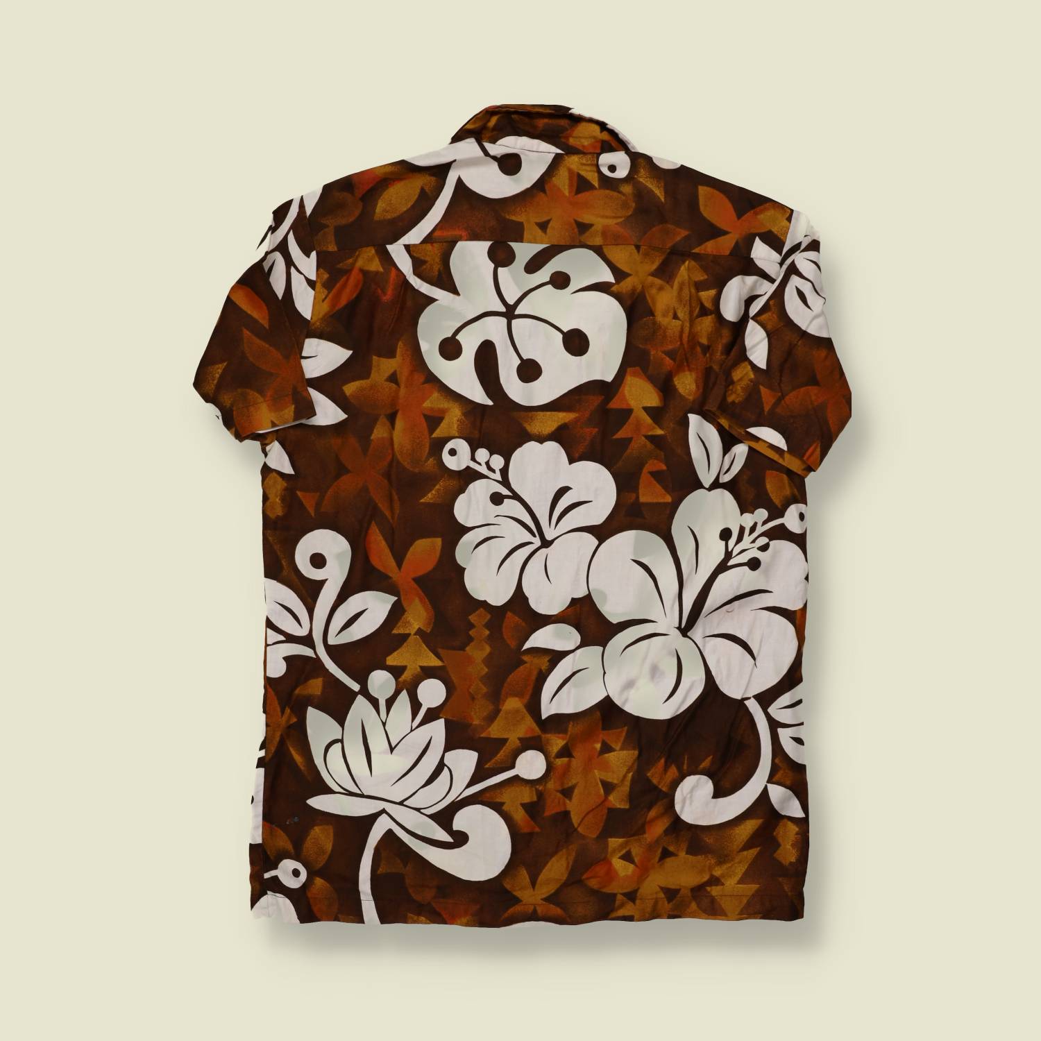 1950s Royal Hawaiian Brown & White Rayon Aloha Shirt – S