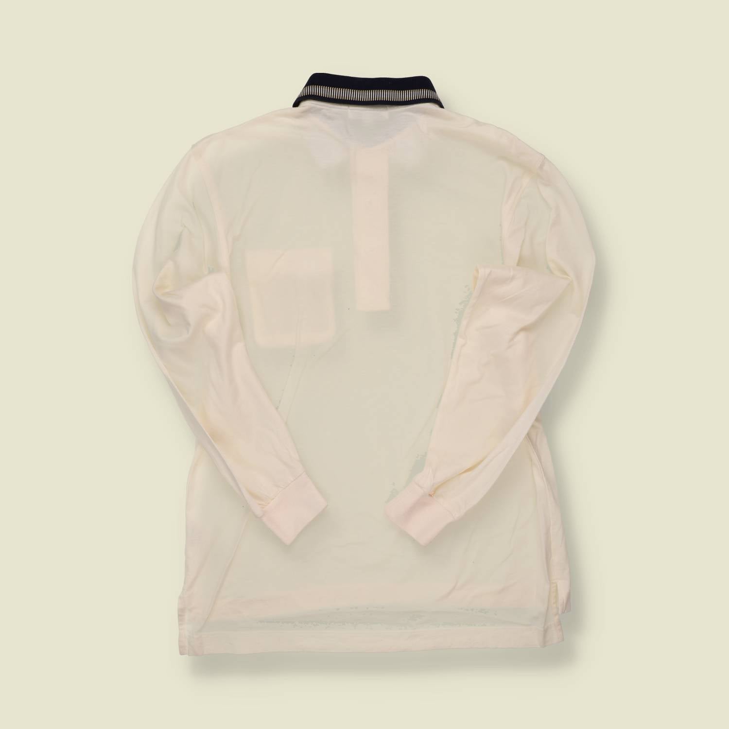 1990s Burberrys Cream Long Sleeve Polo Shirt – S