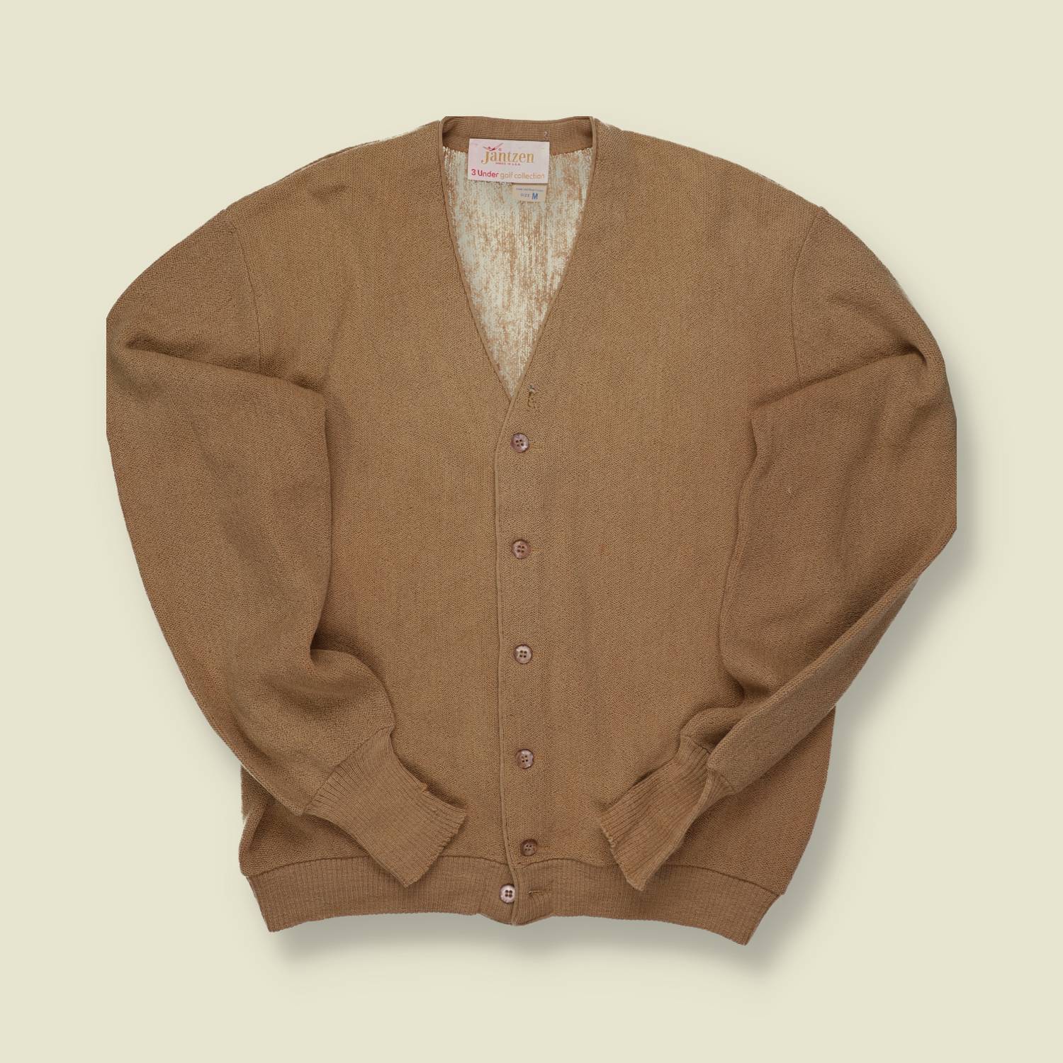 1960s Janzen Golf Collection Tan Wool Cardigan – M