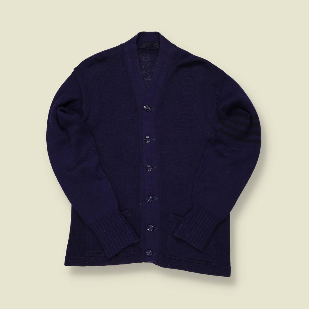 1950s Navy Wool Varsity Cardigan – S
