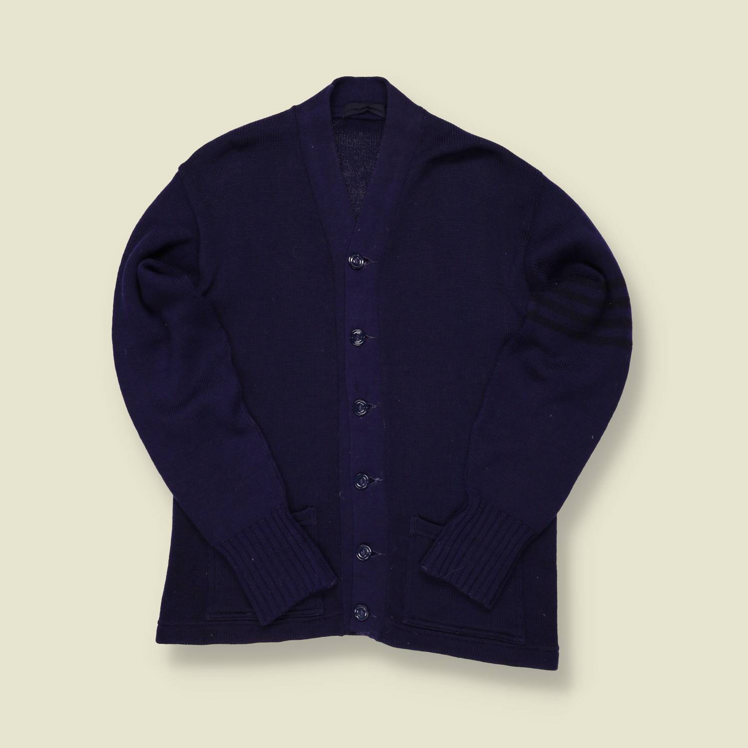 1950s Navy Wool Varsity Cardigan – S