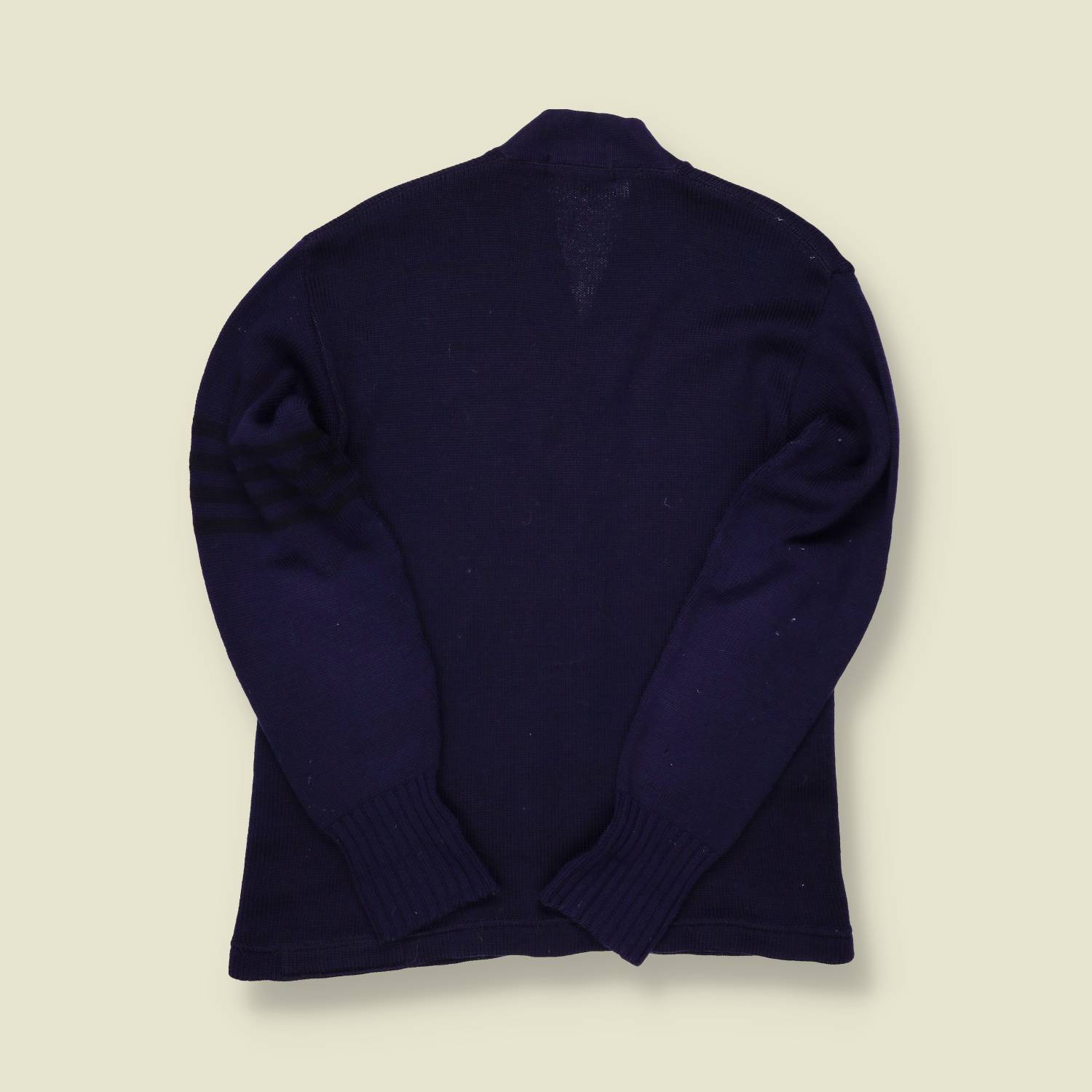 1950s Navy Wool Varsity Cardigan – S