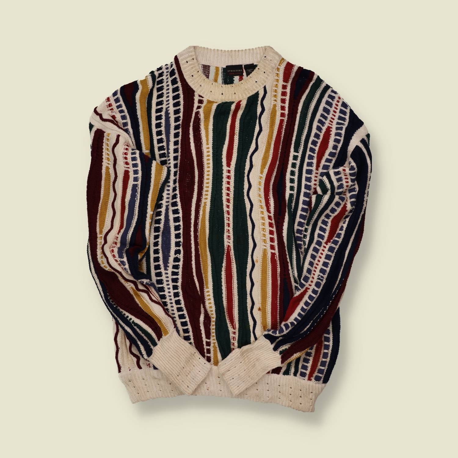 1990s Structure Coogi Style Knit Sweater – L