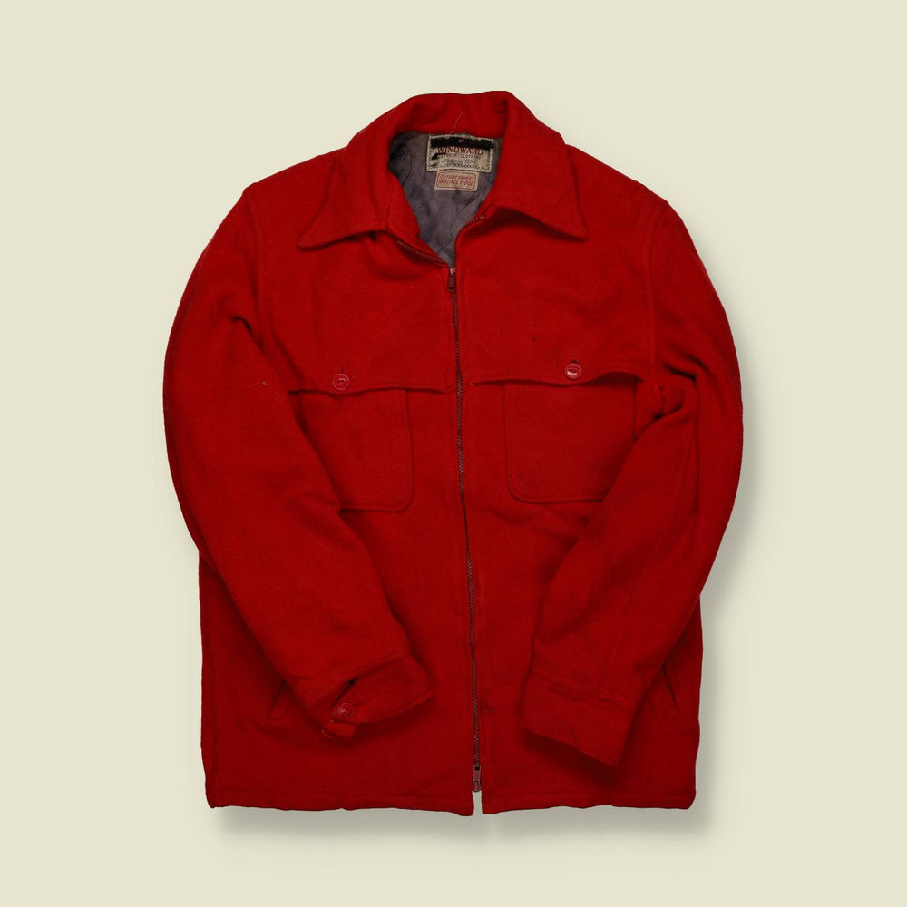 1960s | Windward | Red Wool Zip Jacket - S/M