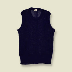 1970s | Unbranded | Knitted Tank Top – Navy - XXS