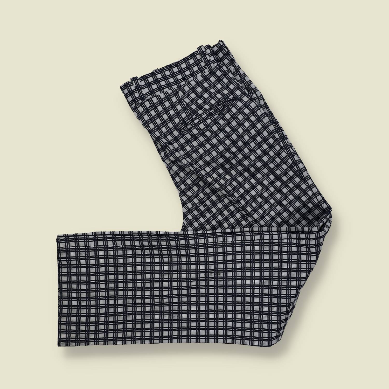 1970s | Unbranded | Checked Flared Trousers – Black / Grey - w32