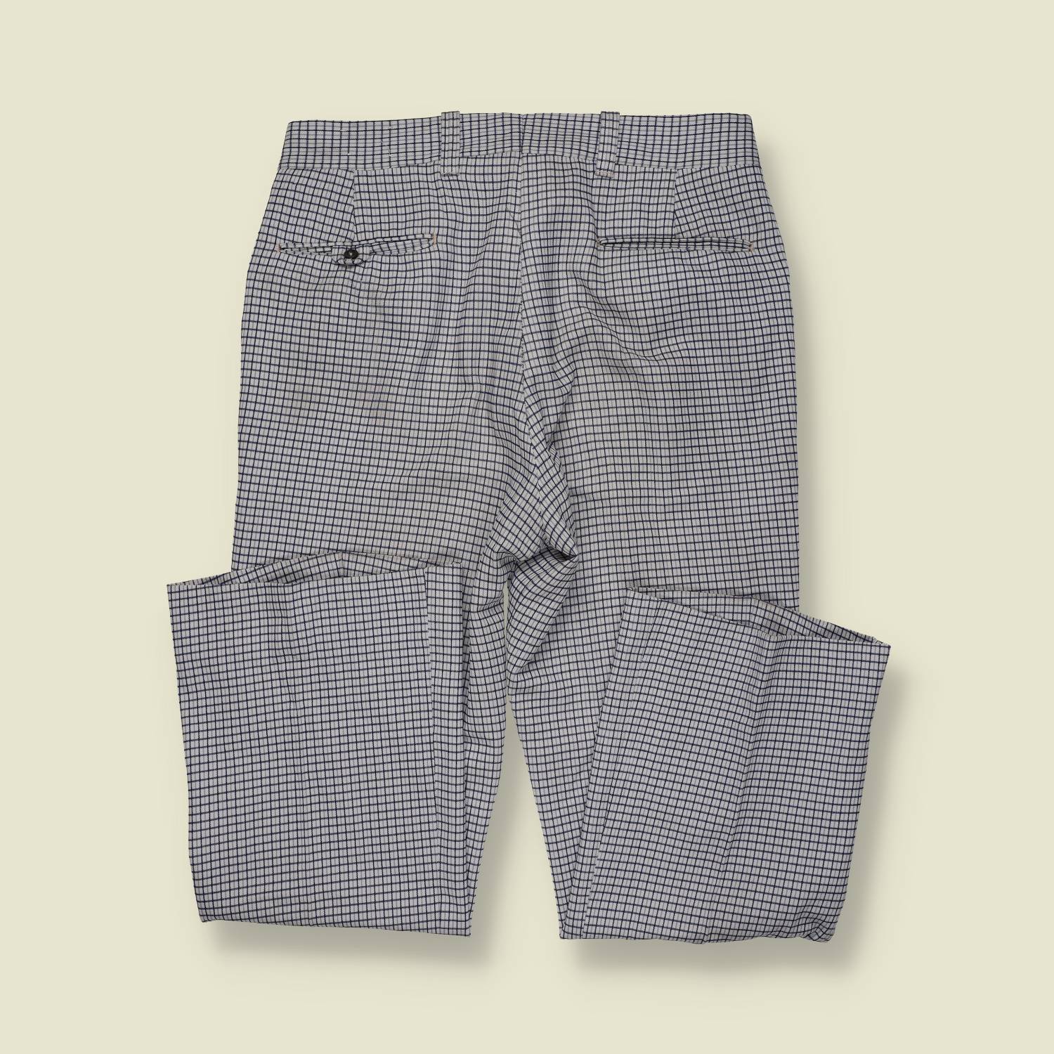 1970s | Sears | Checked Flared Trousers – Grey / Navy - w32