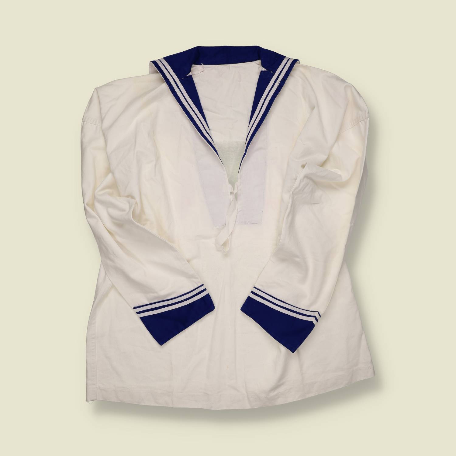 1980s | Italian Navy | Sailor Smock – White/Blue - L