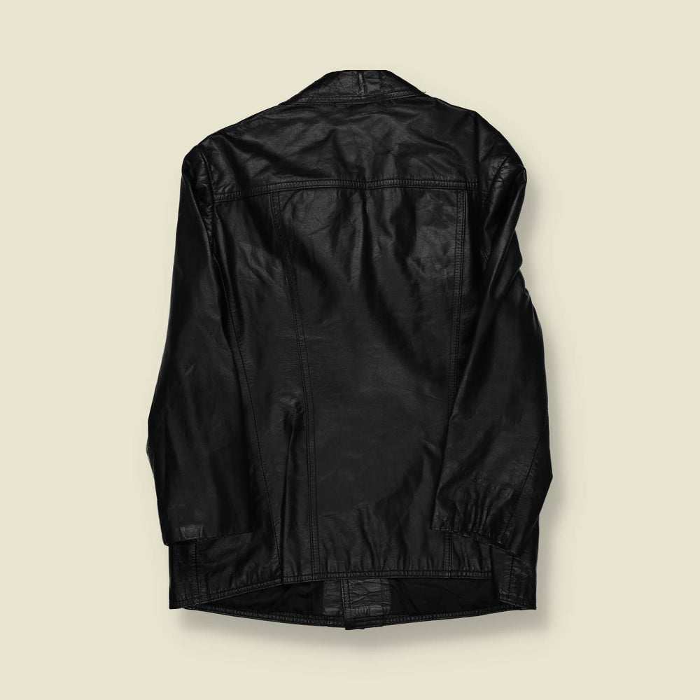 1970s | Unbranded | Leather Car Coat – Black - S