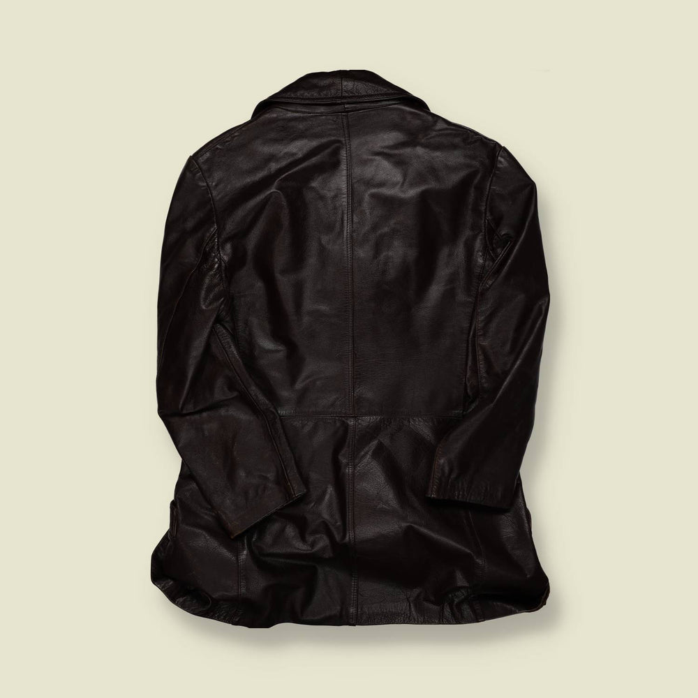 1960s | Elbrus | Leather Car Coat – Dark Brown - S