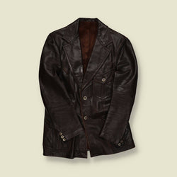1960s | Unbranded | Leather Tailored Jacket – Dark Brown - S