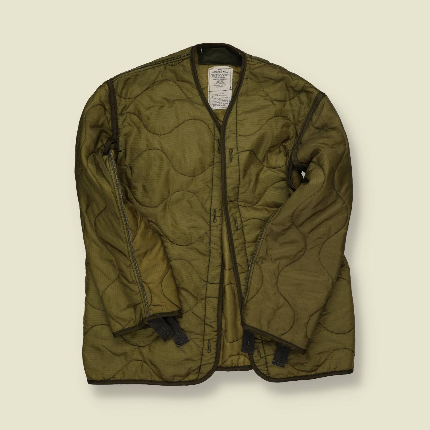 1980s–90s | US Military | Quilted Field Jacket Liner – Olive Drab - XS/S