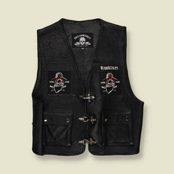 2000s | Bad Company | Heavy Leather Biker Vest – Black -S/M