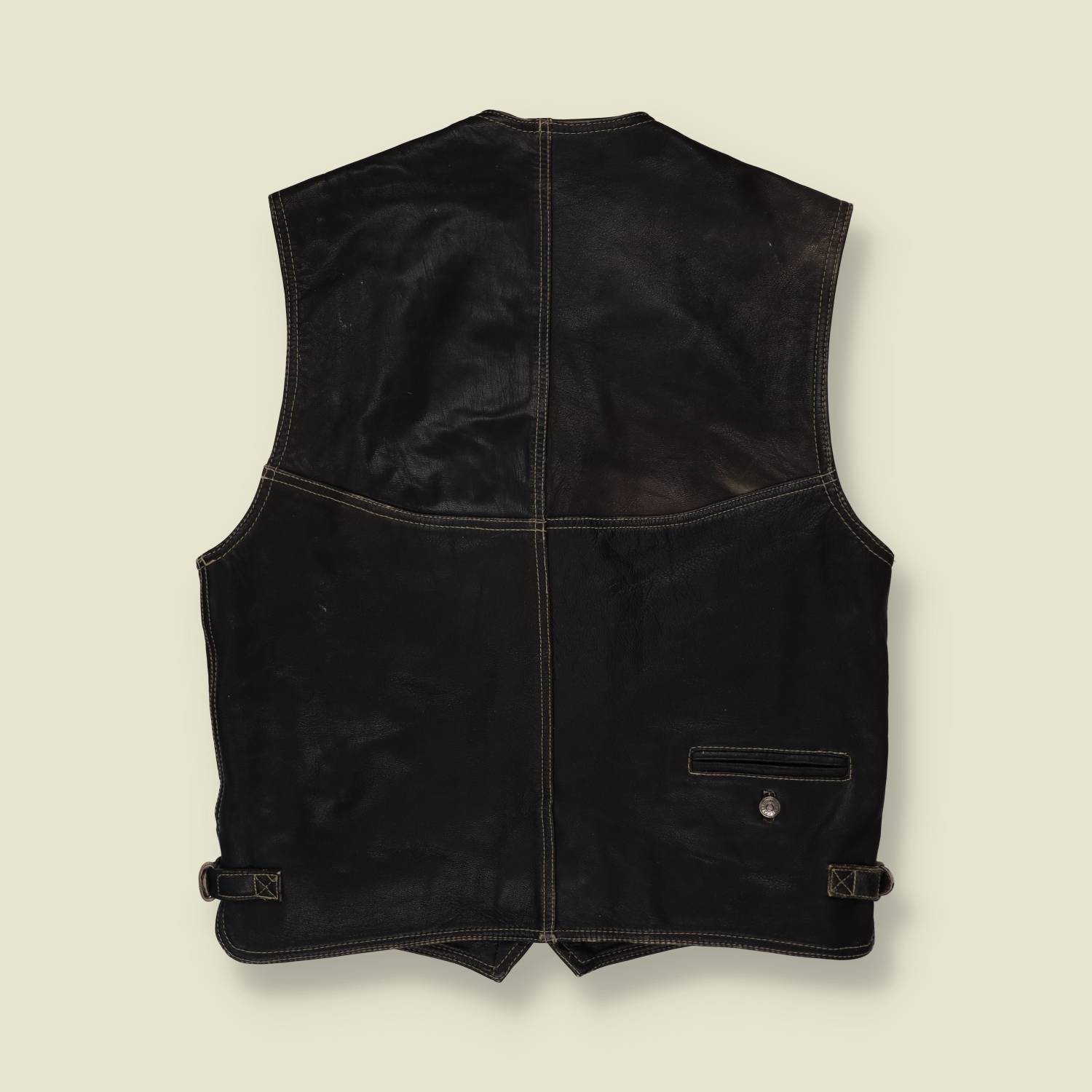 1980s | Brando | Made In England Leather Gilet | Black - M