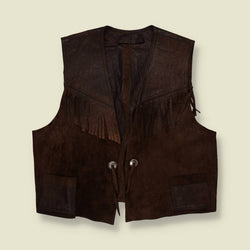 1980s–1990s | Brown Suede Leather Gilet - 4XL