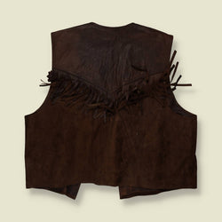 1980s–1990s | Brown Suede Leather Gilet - 4XL