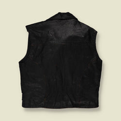 1980s | The Flying Jackets | Sleeveless Leather Biker Jacket - L