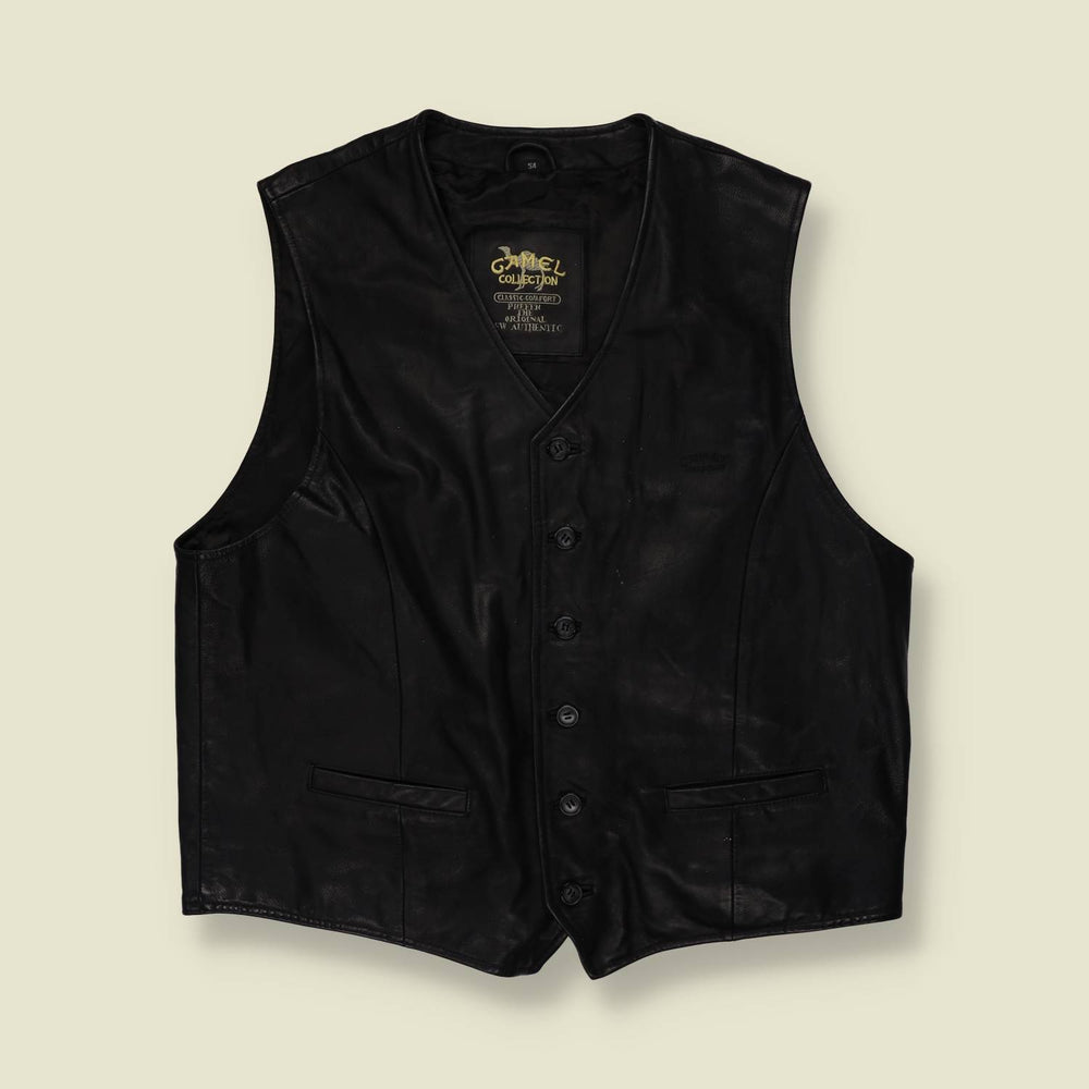 1990s | Camel Collection | Leather Gilet - XL