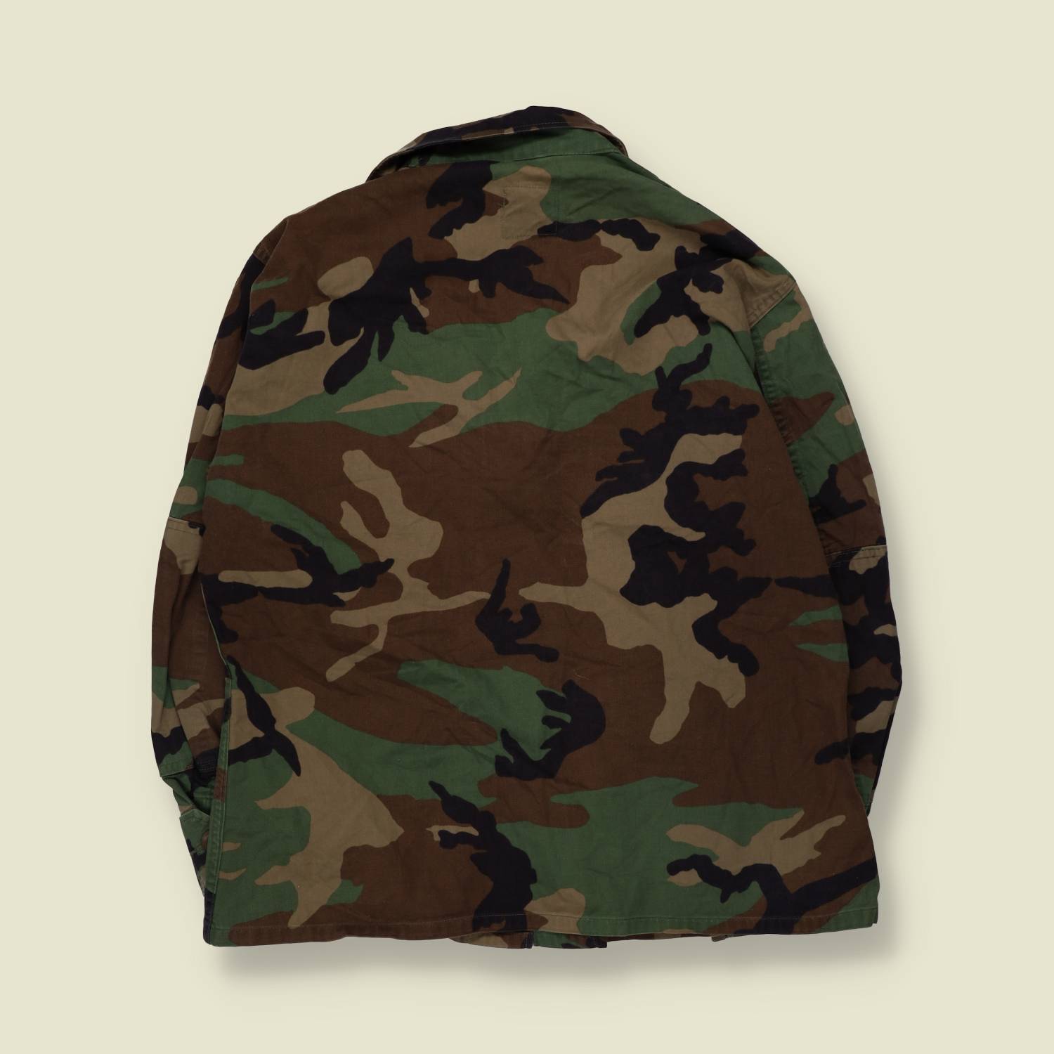 1980s–1990s | U.S. Army | Woodland Camouflage BDU Combat Shirt - L