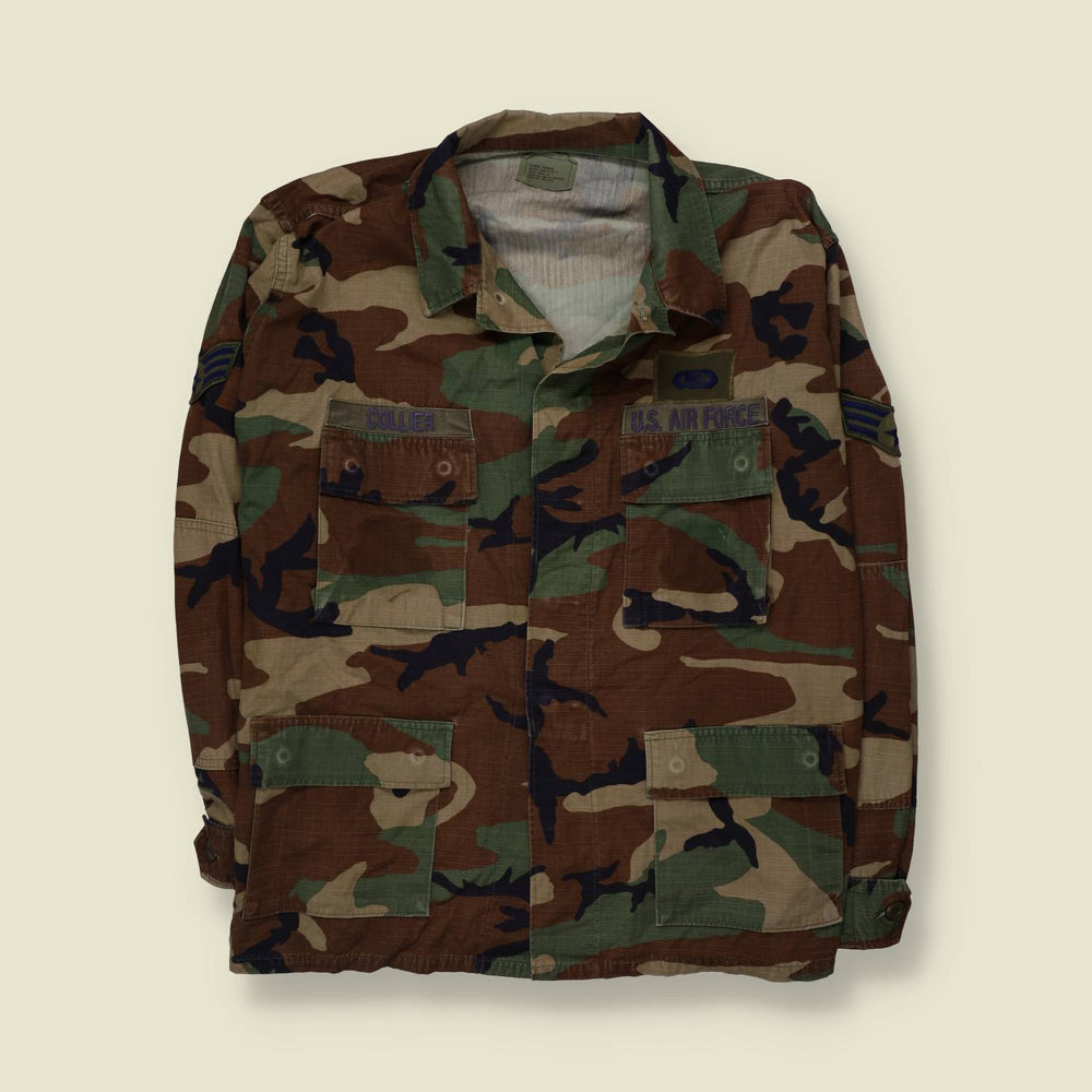 1980s–1990s | U.S. Air Force | Woodland Camouflage BDU Combat Shirt - 4XL