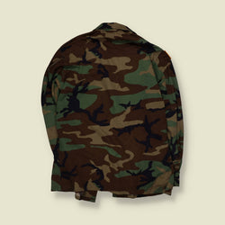 1980s–1990s | U.S. Army | Woodland Camouflage BDU Combat Shirt - L