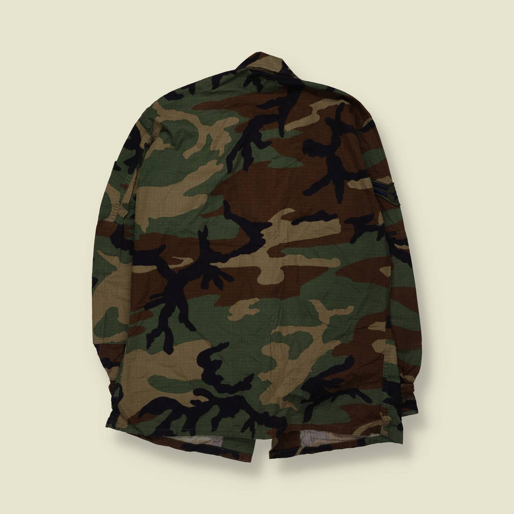 1980s–1990s | U.S. Air Force | Woodland Camouflage BDU Combat Shirt - XS