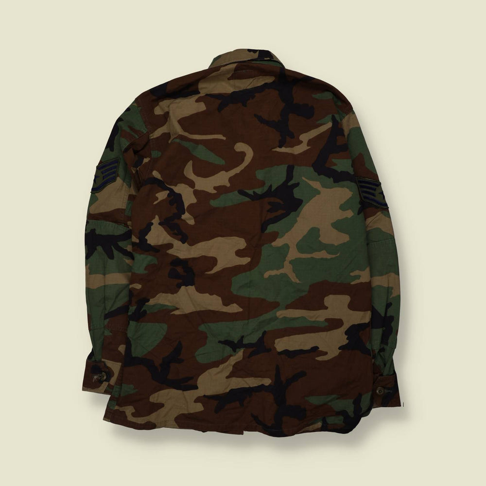 1980s–1990s | U.S. Air Force | Woodland Camouflage BDU Combat Shirt - M